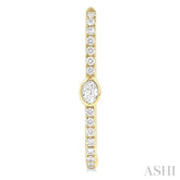 3/8 Ctw Oval and Round Cut Diamond Rectangular Fashion Hoop Earrings in 14K Yellow Gold